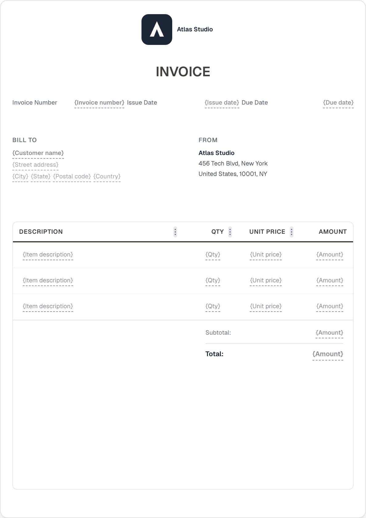 Architecture invoice template