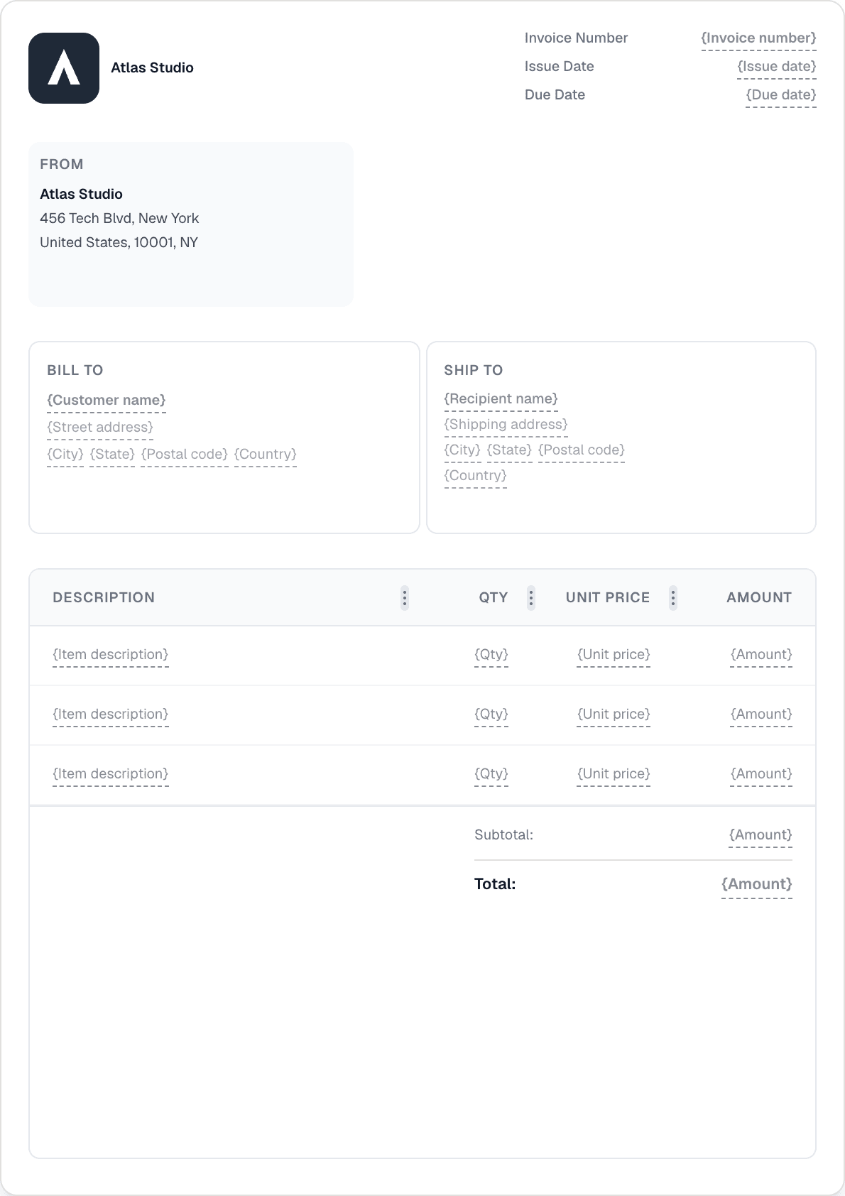 Classic Business invoice template preview