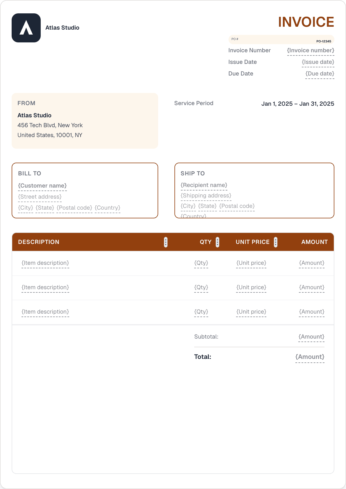 Construction invoice template