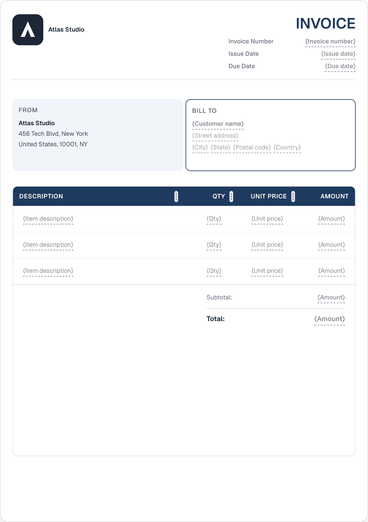 Consulting invoice template preview