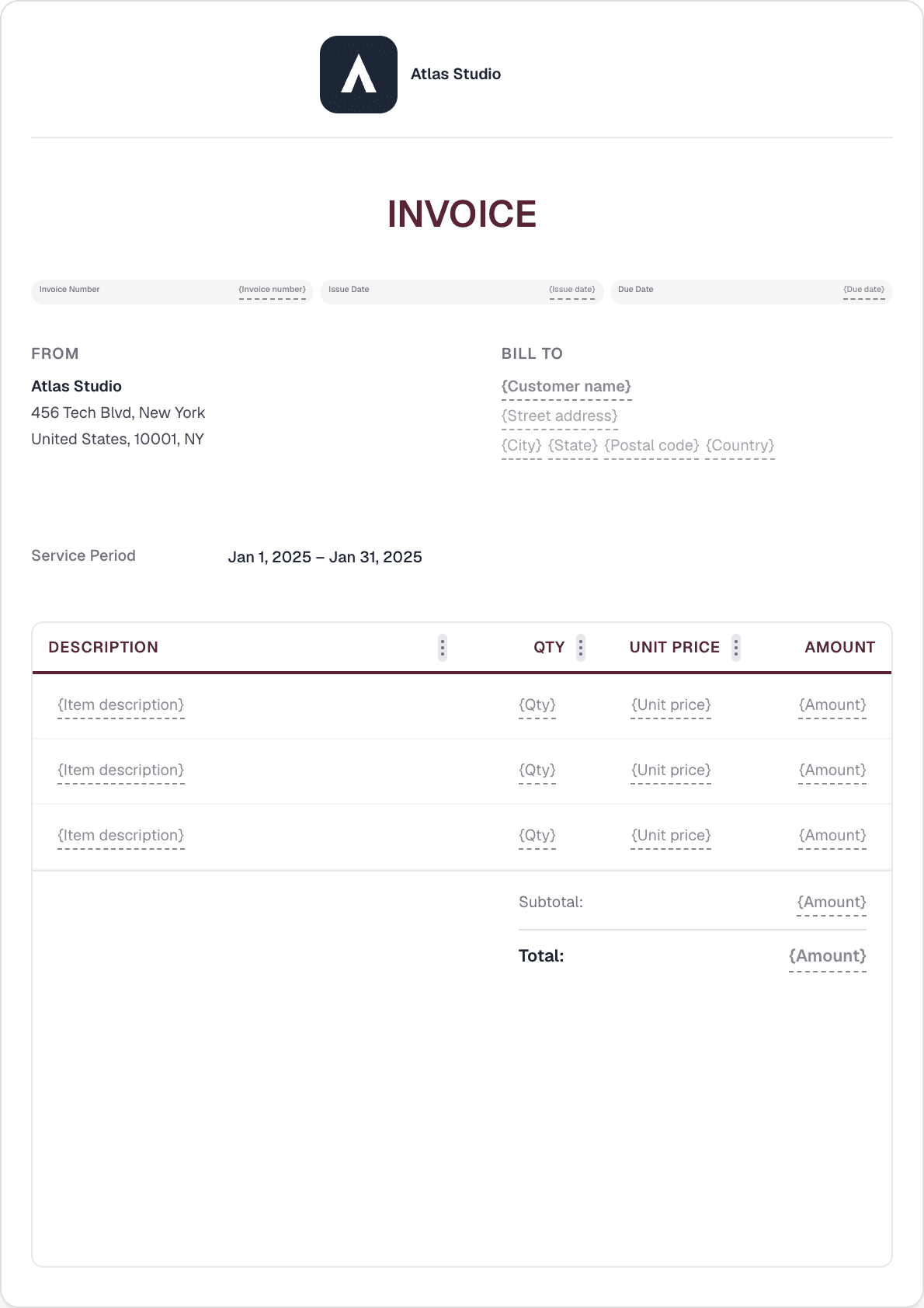Legal & Law invoice template preview
