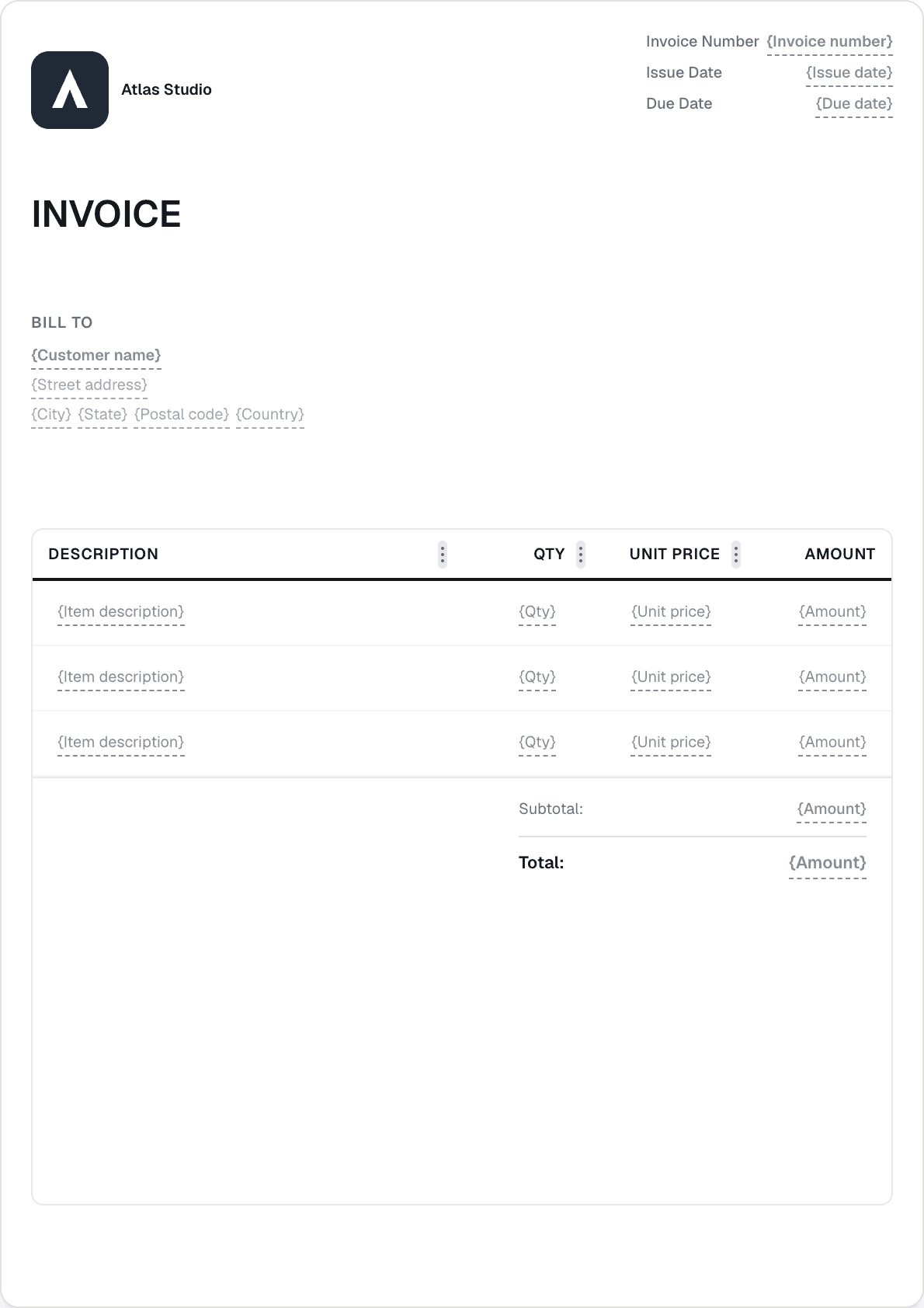 Creative Studio invoice template